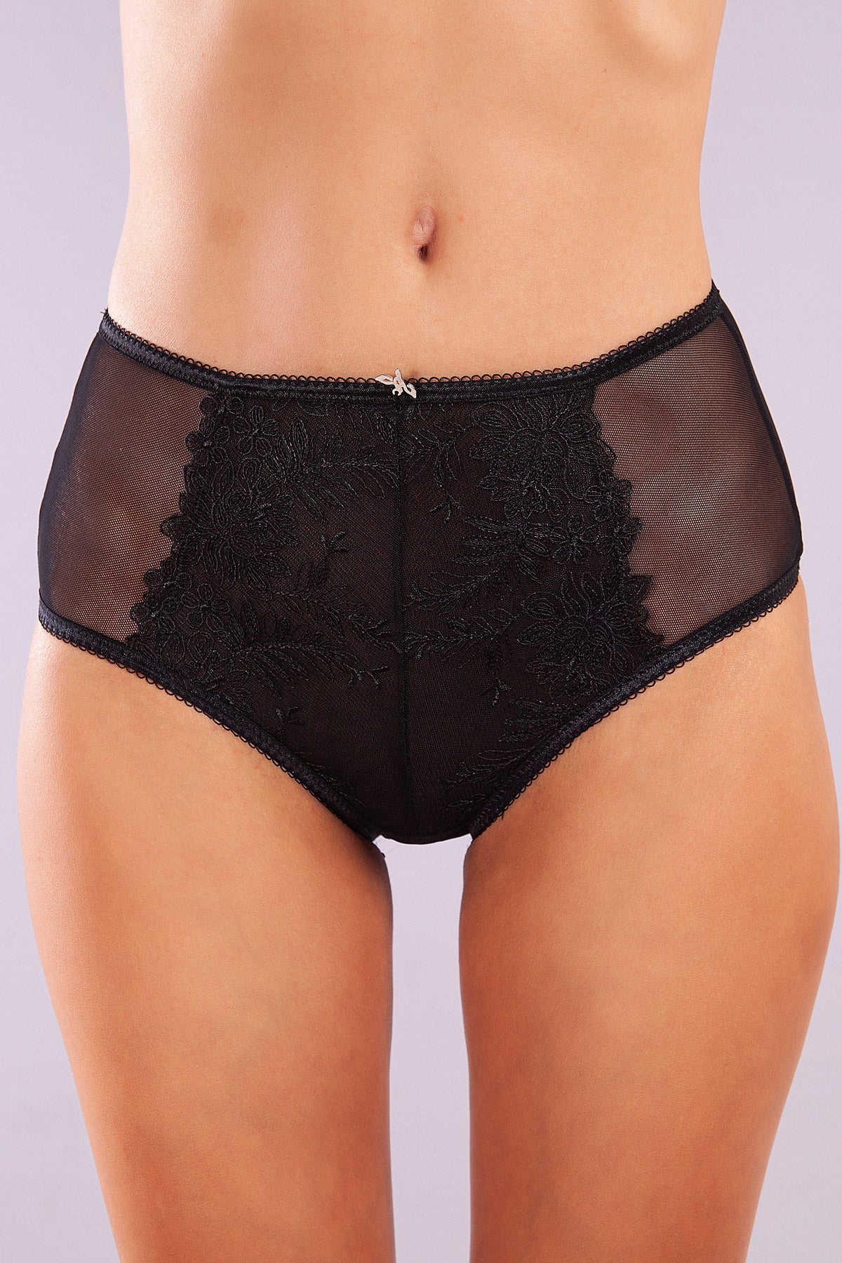 Gaspara Siyah Yüksek Bel Slip Külot